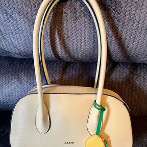 Aldo Butter Yellow Shoulder Bag with lemon bag charm